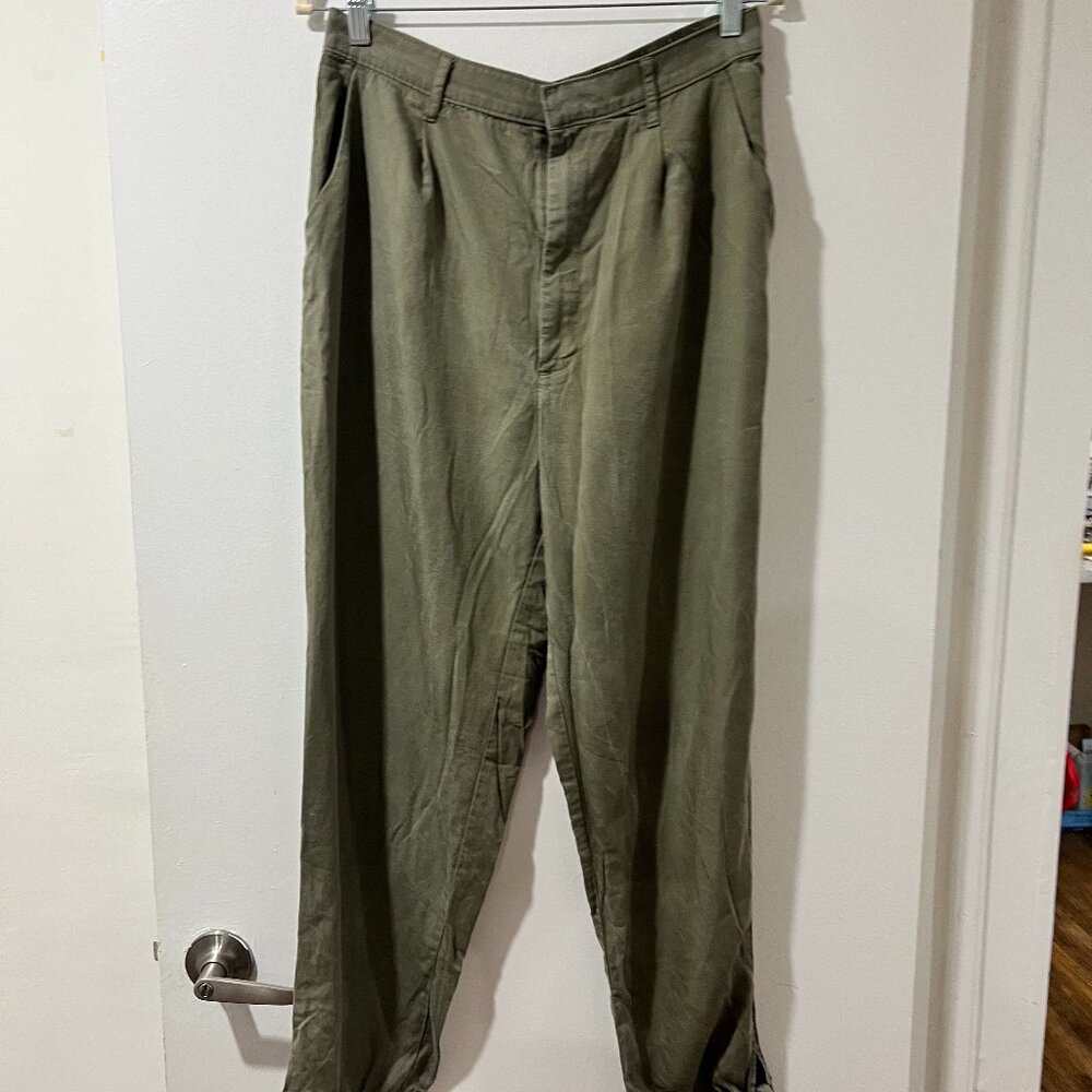 Abercrombie & Fitch Olive Green Tie-Hem Pants - Size L